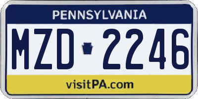 PA license plate MZD2246