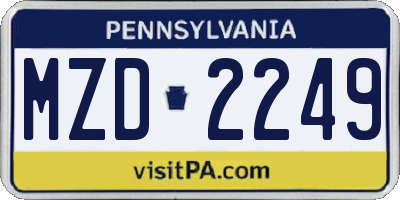 PA license plate MZD2249
