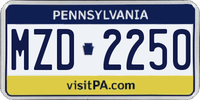PA license plate MZD2250