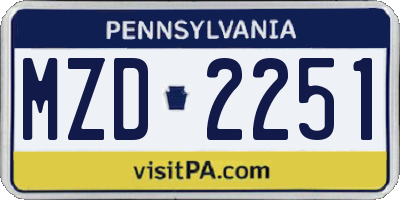 PA license plate MZD2251