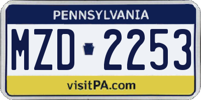 PA license plate MZD2253