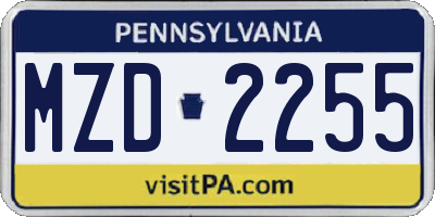 PA license plate MZD2255