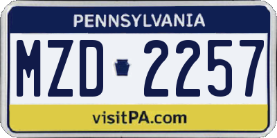 PA license plate MZD2257