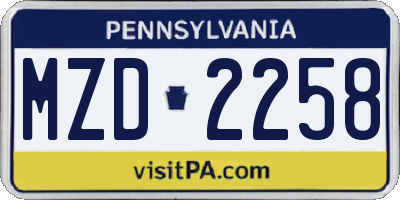 PA license plate MZD2258