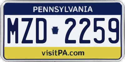 PA license plate MZD2259