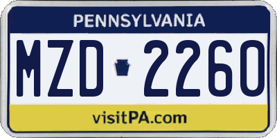 PA license plate MZD2260