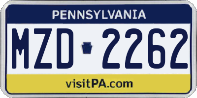 PA license plate MZD2262