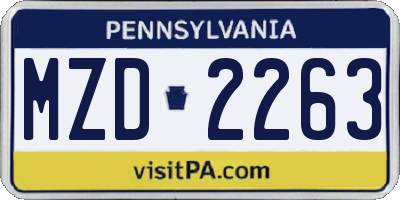 PA license plate MZD2263