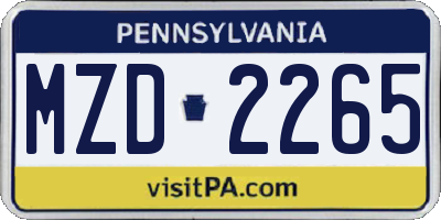 PA license plate MZD2265