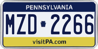 PA license plate MZD2266