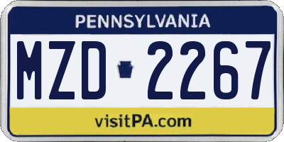 PA license plate MZD2267