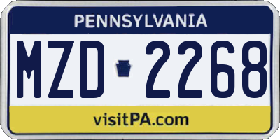 PA license plate MZD2268