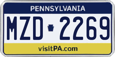 PA license plate MZD2269