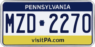 PA license plate MZD2270