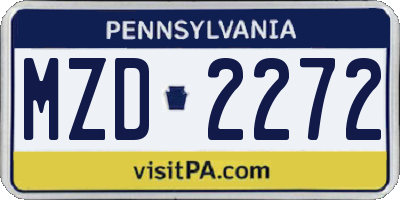 PA license plate MZD2272