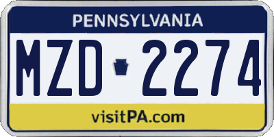 PA license plate MZD2274