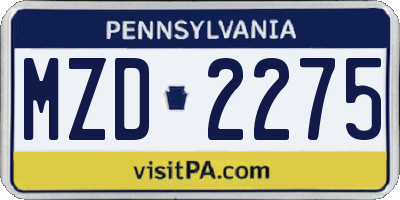PA license plate MZD2275