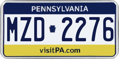 PA license plate MZD2276