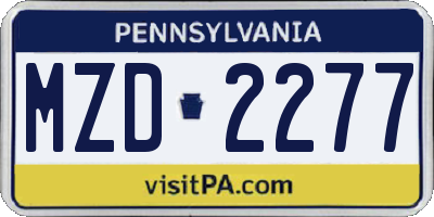 PA license plate MZD2277