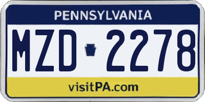 PA license plate MZD2278