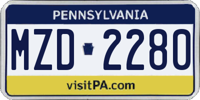 PA license plate MZD2280