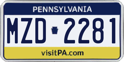PA license plate MZD2281