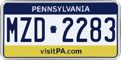 PA license plate MZD2283