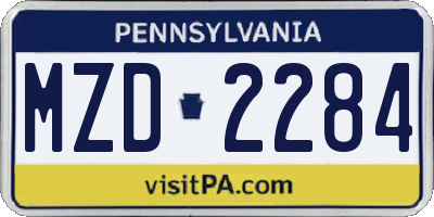 PA license plate MZD2284