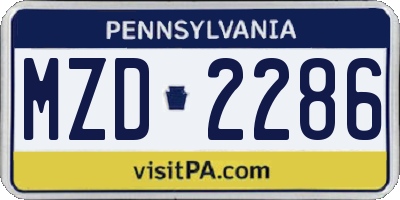 PA license plate MZD2286