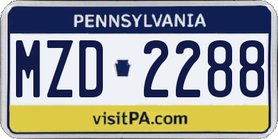 PA license plate MZD2288