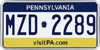 PA license plate MZD2289
