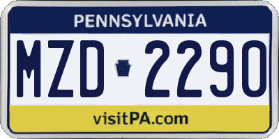 PA license plate MZD2290