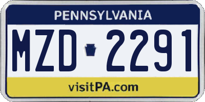 PA license plate MZD2291