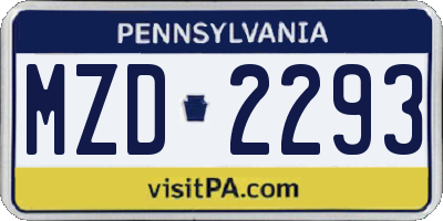 PA license plate MZD2293