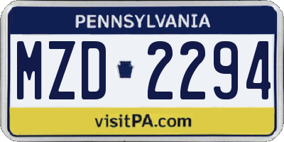 PA license plate MZD2294