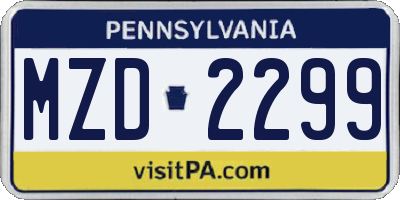 PA license plate MZD2299