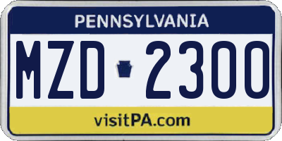 PA license plate MZD2300
