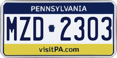 PA license plate MZD2303