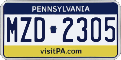 PA license plate MZD2305