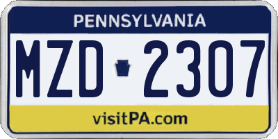 PA license plate MZD2307