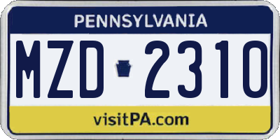 PA license plate MZD2310