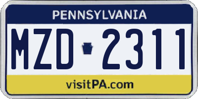 PA license plate MZD2311
