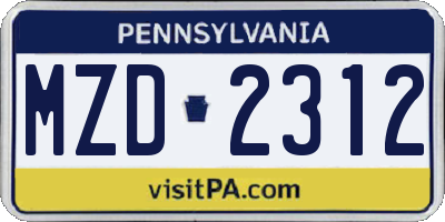 PA license plate MZD2312