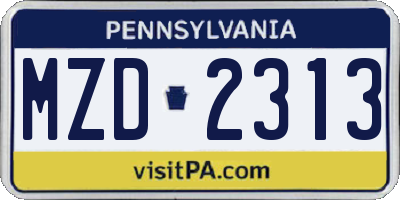 PA license plate MZD2313
