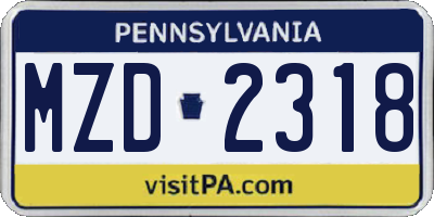 PA license plate MZD2318