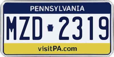 PA license plate MZD2319