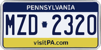 PA license plate MZD2320