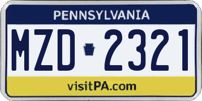 PA license plate MZD2321