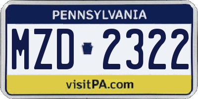 PA license plate MZD2322