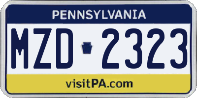 PA license plate MZD2323